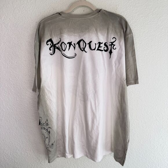Konquest Shirt Mens XXL Eagle Skull Metallic Tee Tshirt Y2K Grunge Goth NEW 2XL - Picture 2 of 12